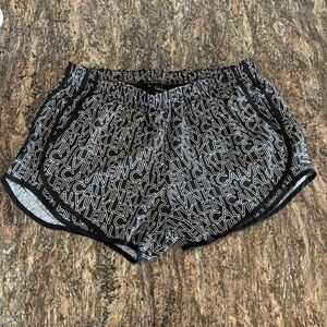 Calvin Klein Running Shorts Womens XL Black White Logo Print Lined Drawstring